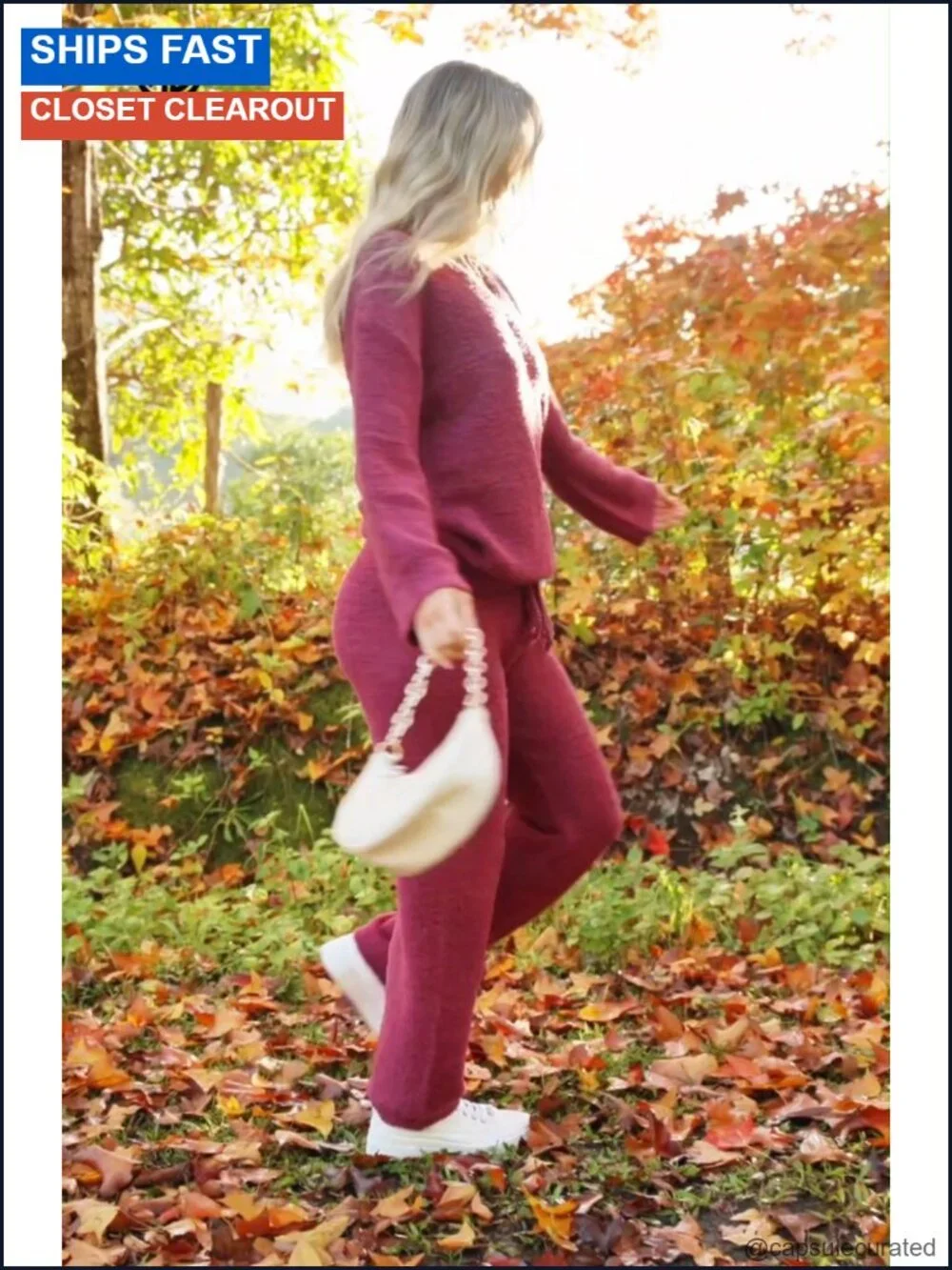 Women's Fuzzy Fleece 2 Piece Lounge Pajama Set with V-Neck Top and Wide Leg
